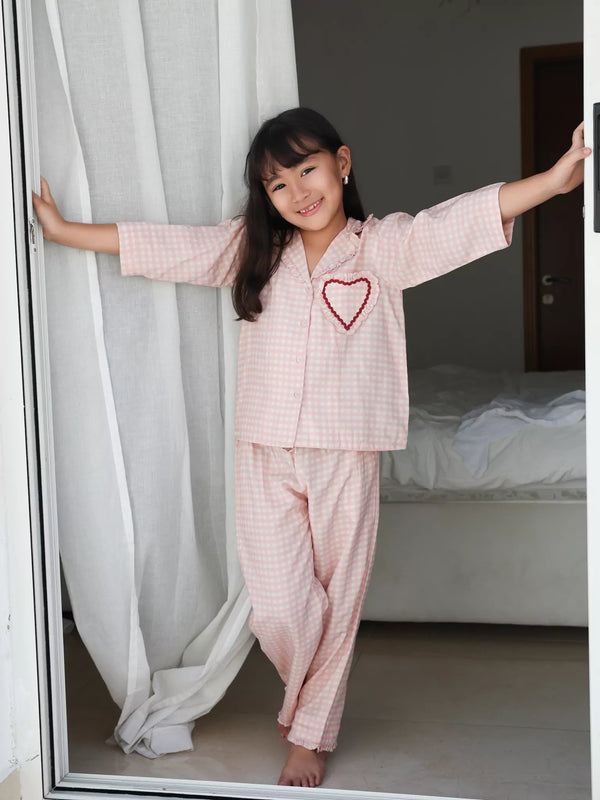 Mini Soffie Pink Heart Lounge Co Ord Set