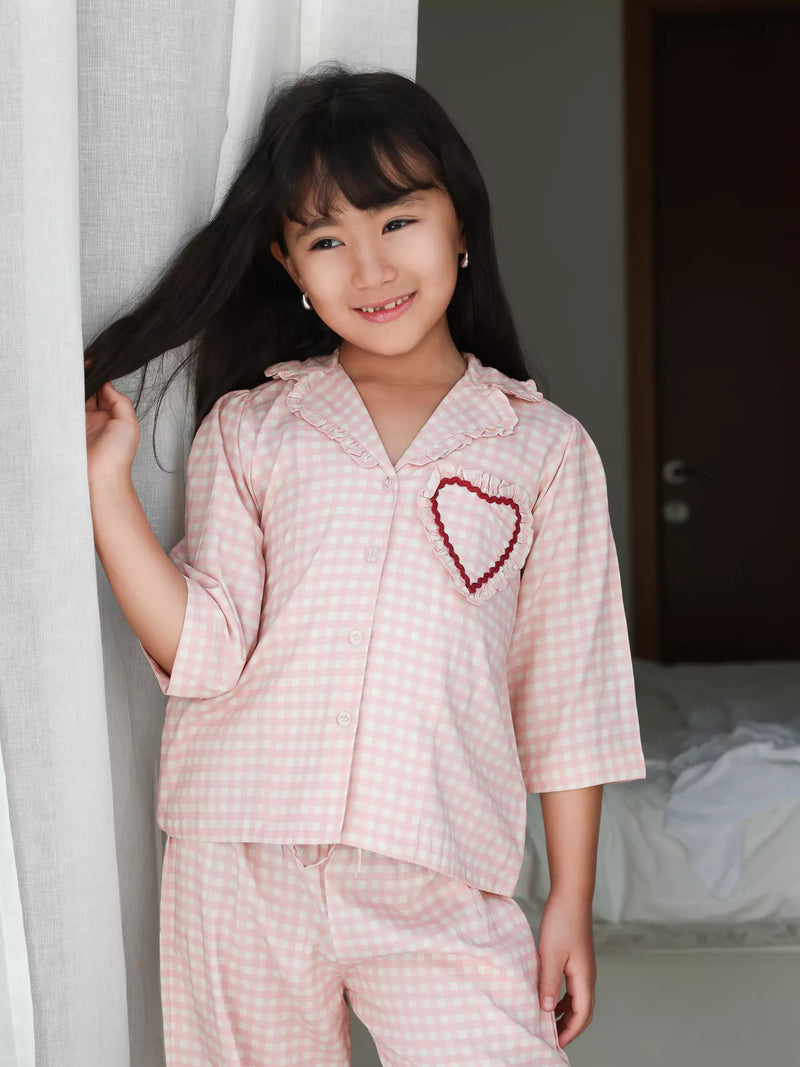 Mini Soffie Pink Heart Lounge Co Ord Set