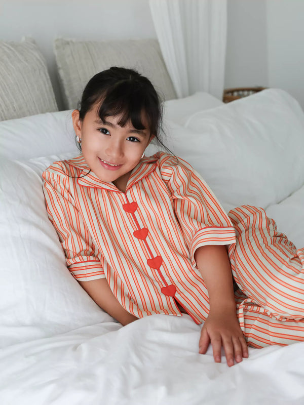 Mini Plushka Heart Detailed Co Ord Set For Girls