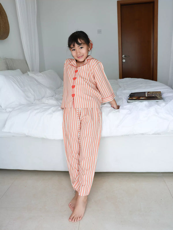 Mini Plushka Heart Detailed Co Ord Set For Girls
