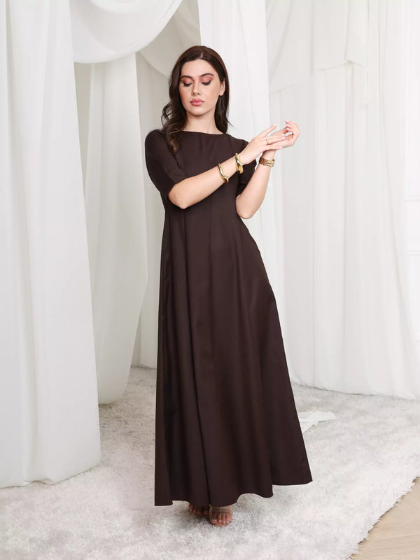 Cigar Panel Brown Long Dress Cigar Panel Brown Long Dress