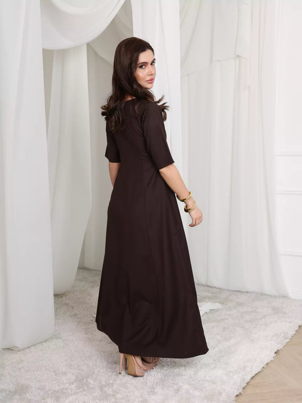 Cigar Panel Brown Long Dress
