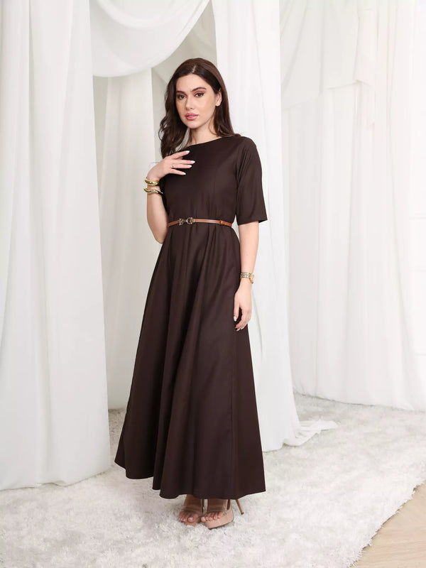 princess polly baby blue dress Cigar Panel Brown Long Dress