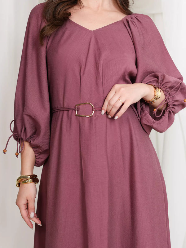 Plumage Long Buckle Dress With Pockets