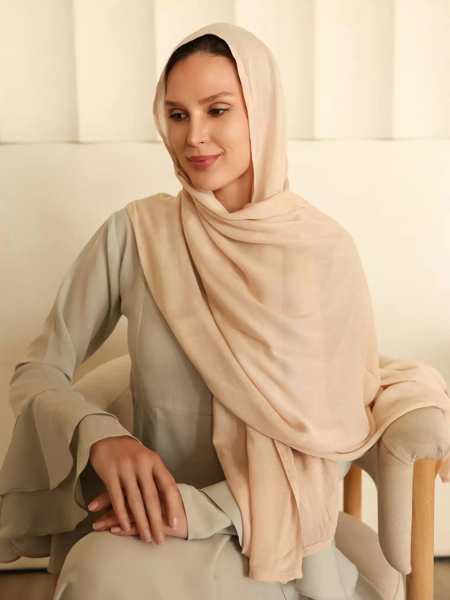 Breathable Soft Beige Desert Sand Modal Hijab