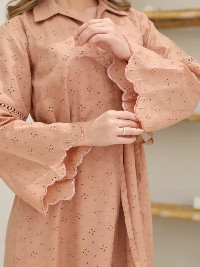 Kimy Beige Lace Cutwork Dress