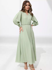 Gracie Solid Pastel Green Long Dress