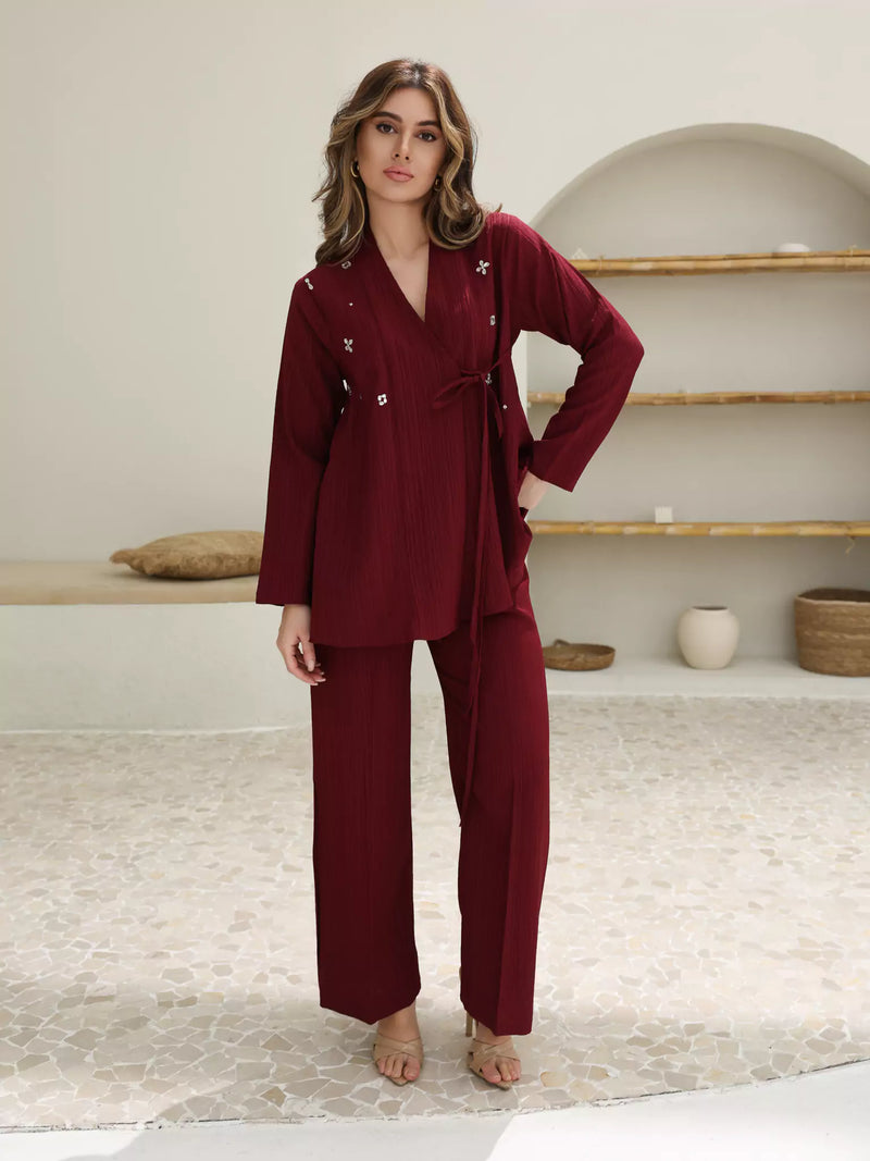 Rosso Embellished Co Ord Set