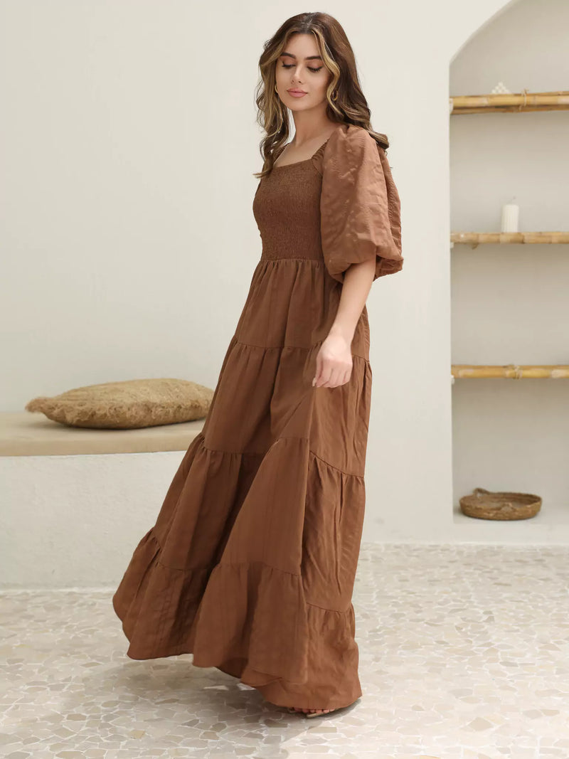 Forever Love Brown Smocked Dress