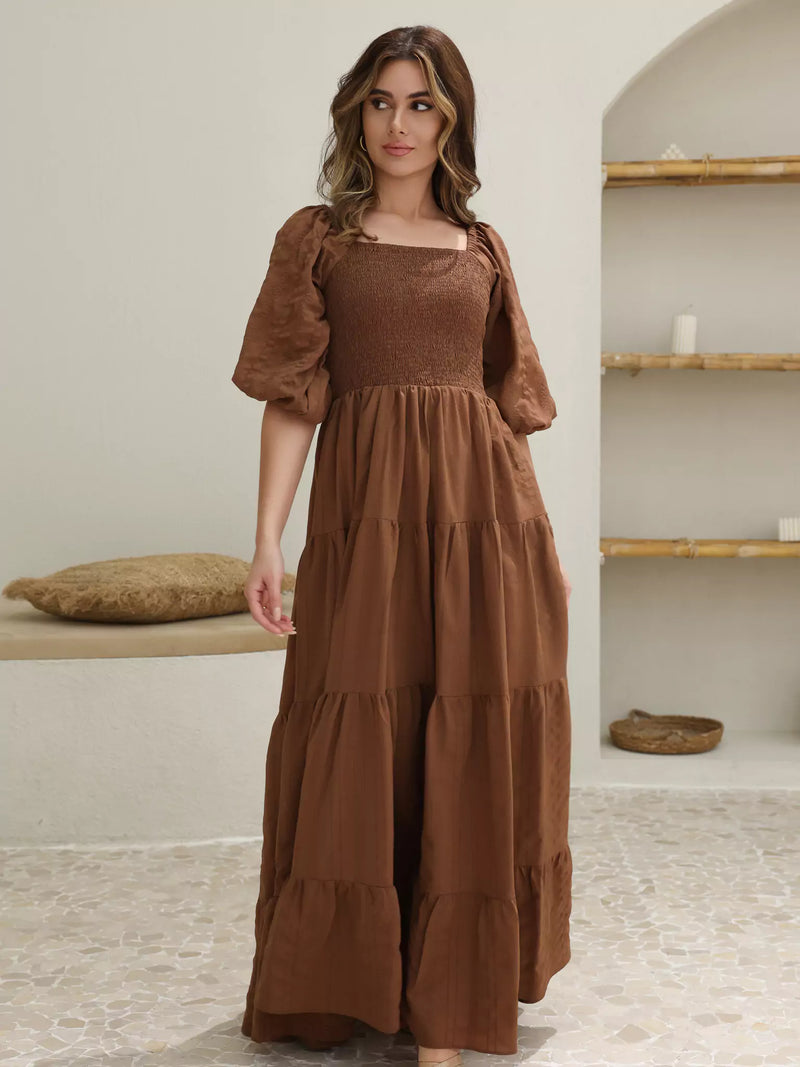 Forever Love Brown Smocked Dress