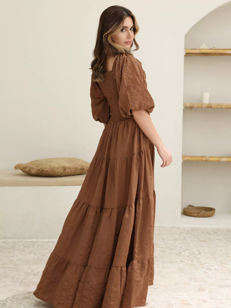 Forever Love Brown Smocked Dress