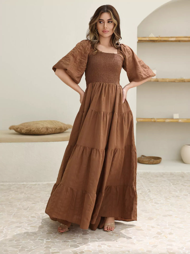 Forever Love Brown Smocked Dress