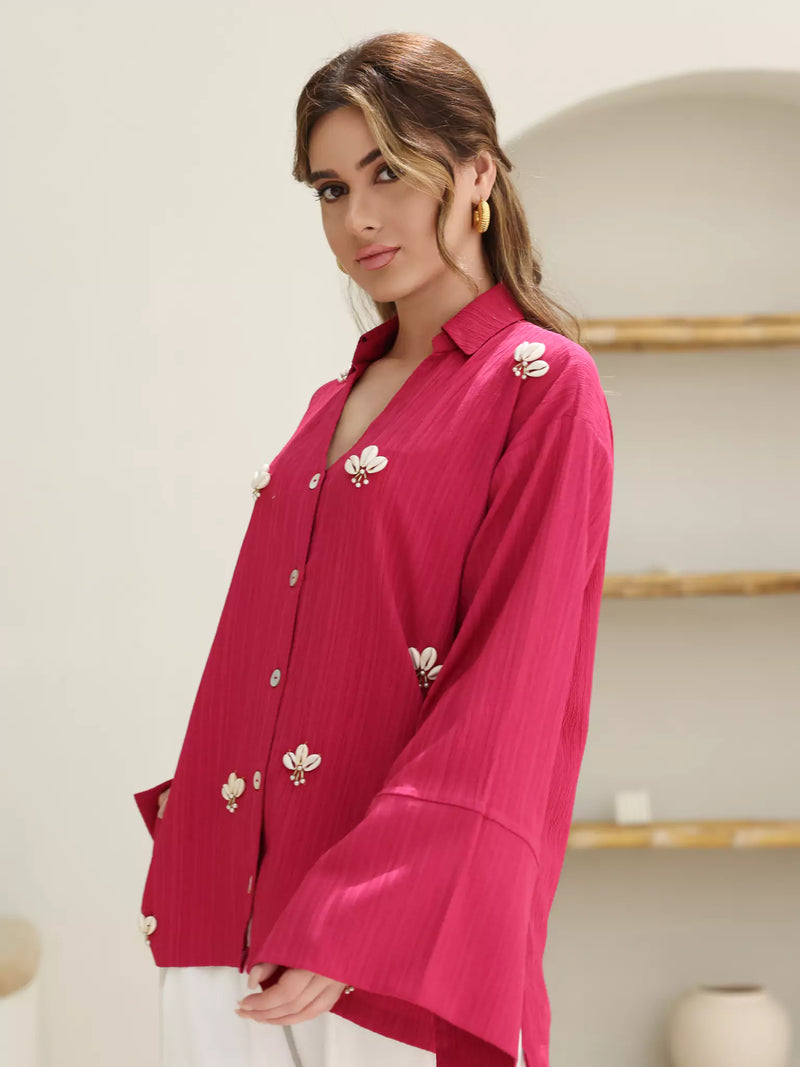 Selkia Embellished Pink Shirt