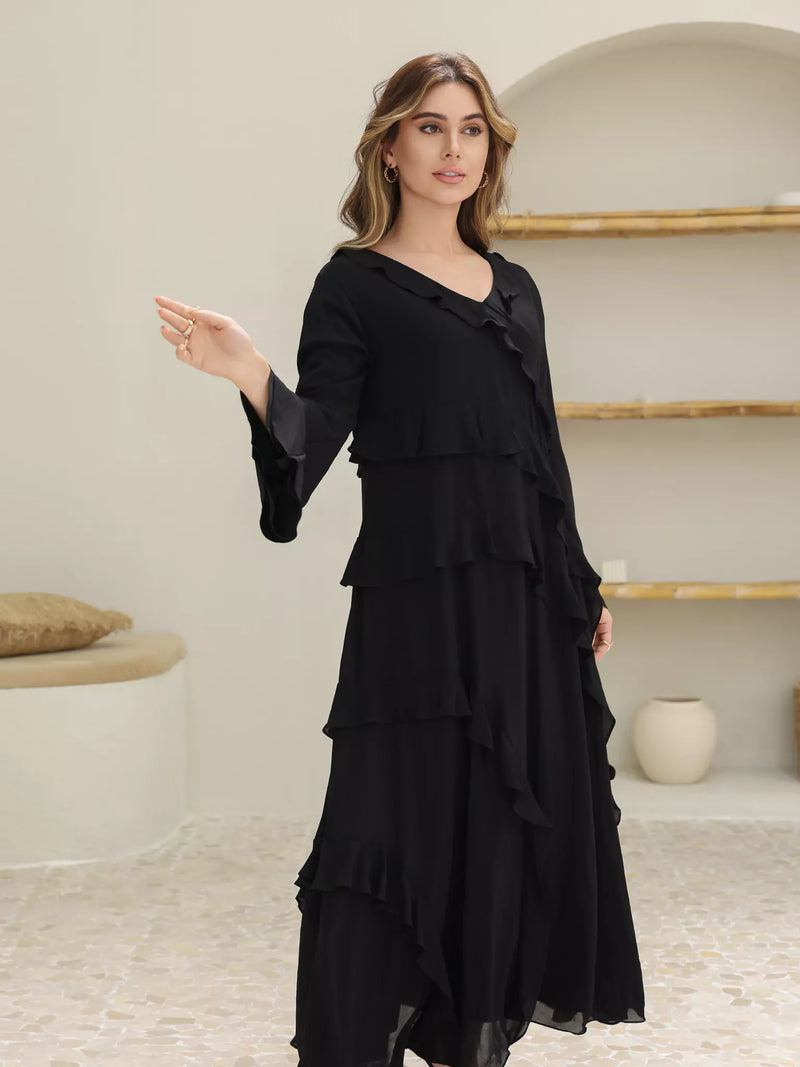 Rumple Black Frill Solid Dress