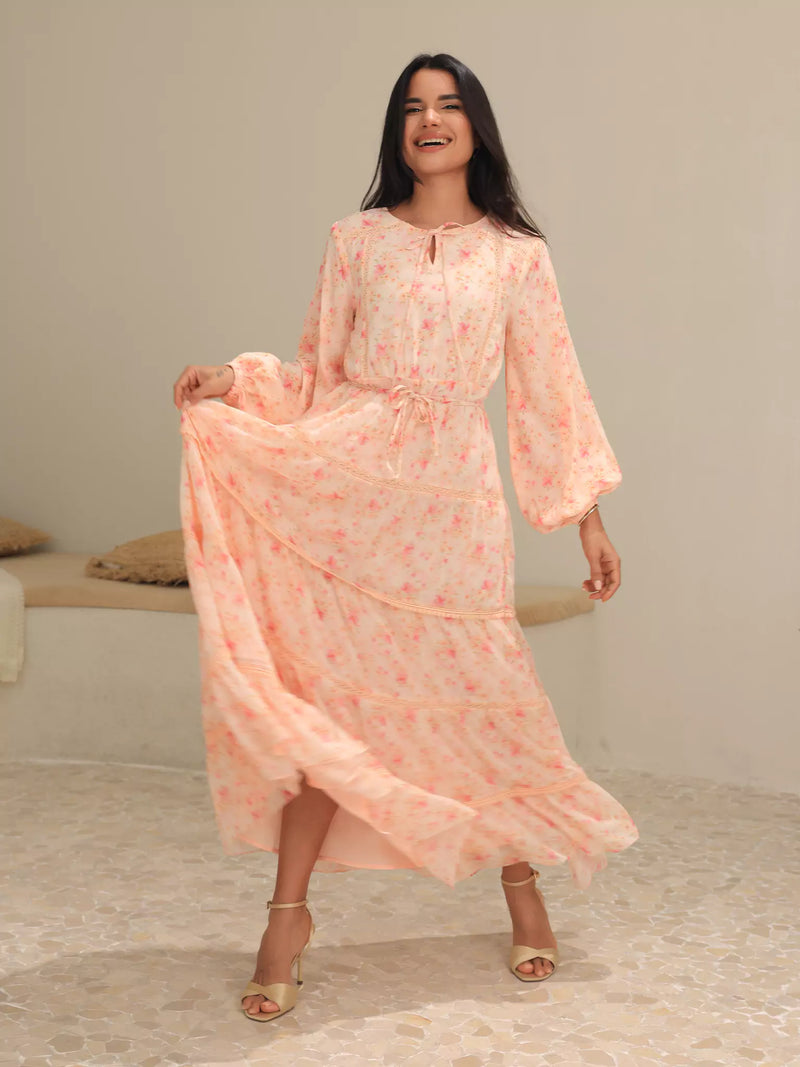 Blushhaven Floral Lace Long Dress