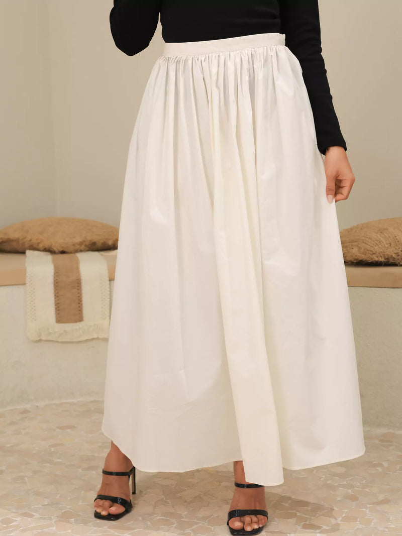 Whirl White Cotton Skirt