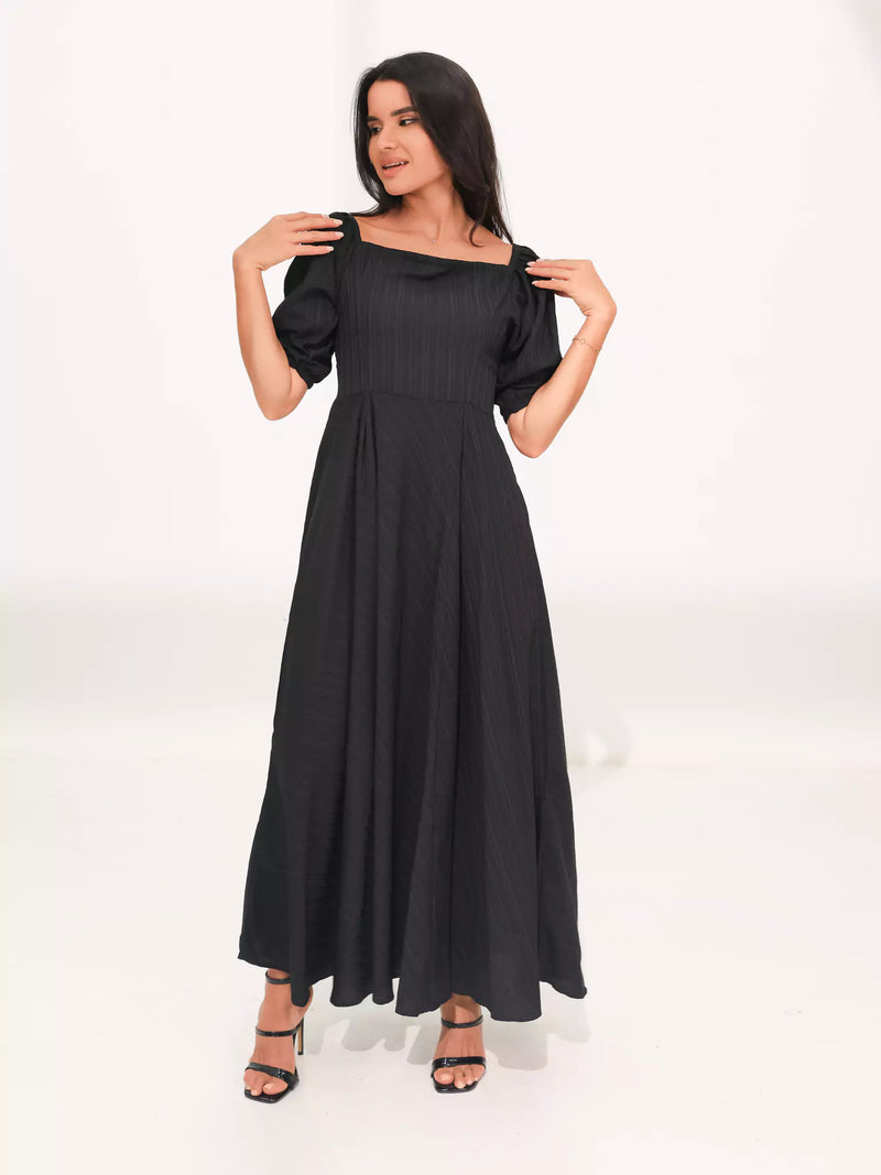 Ariel Black Textured Dress