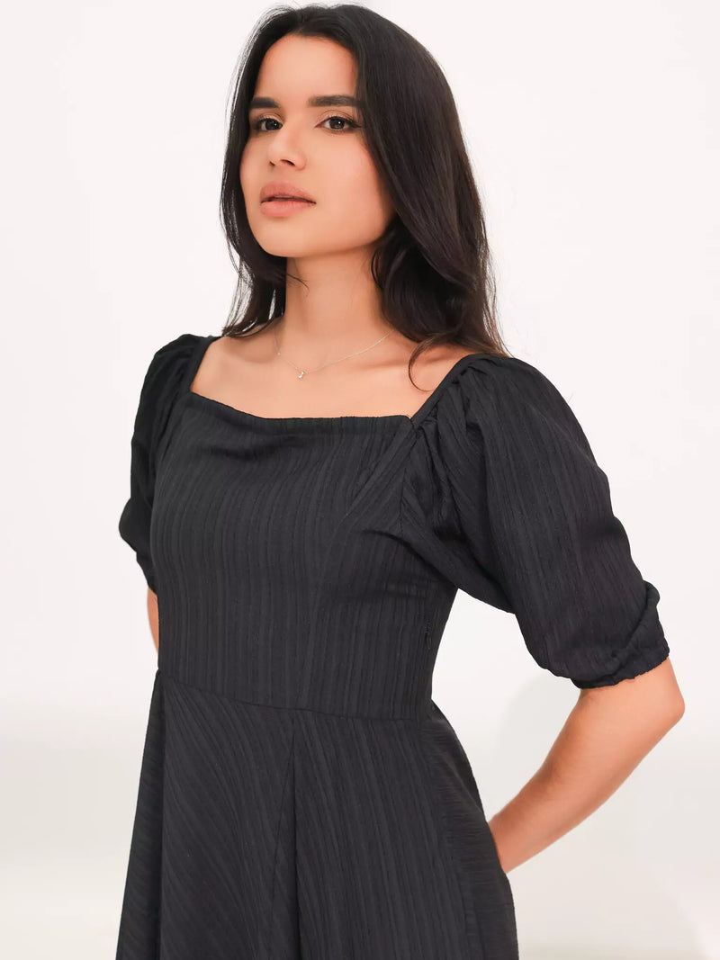 Ariel Black Textured Dress
