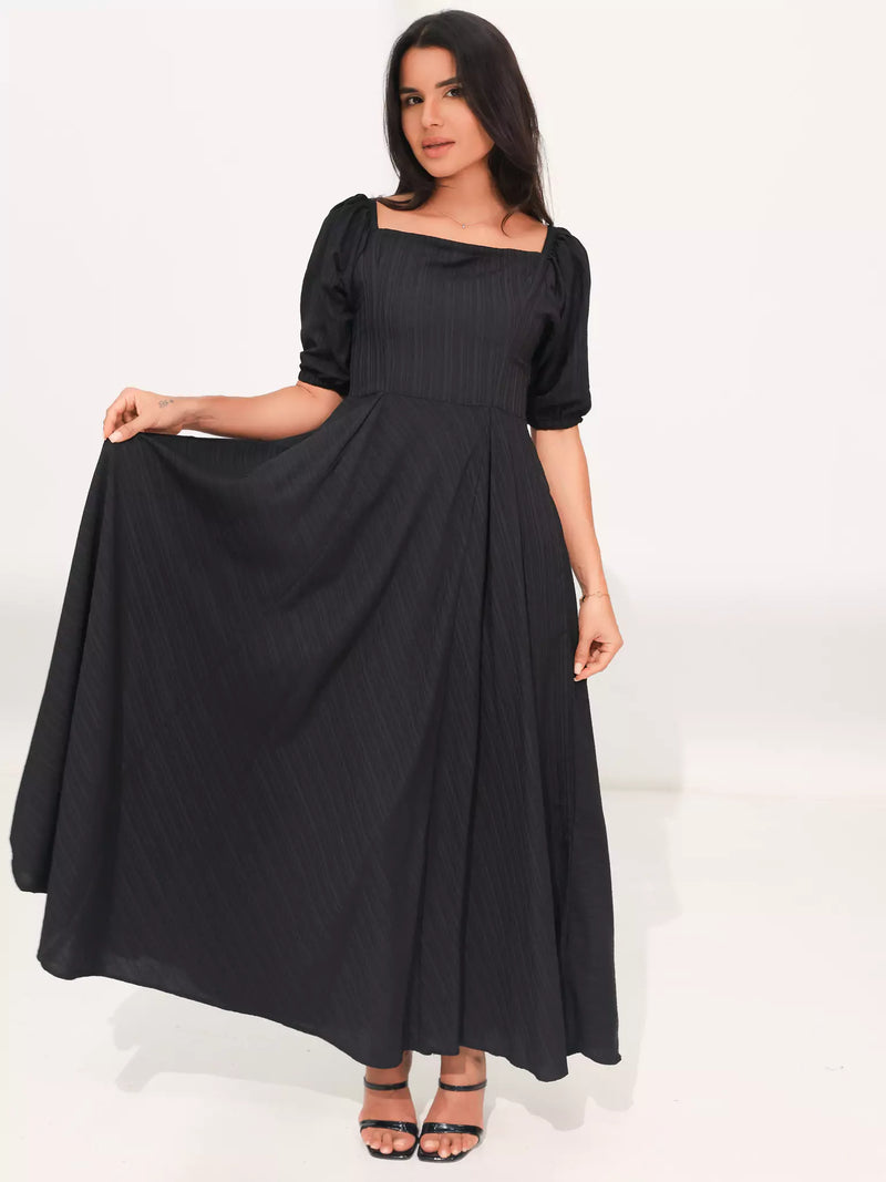 Ariel Black Textured Dress