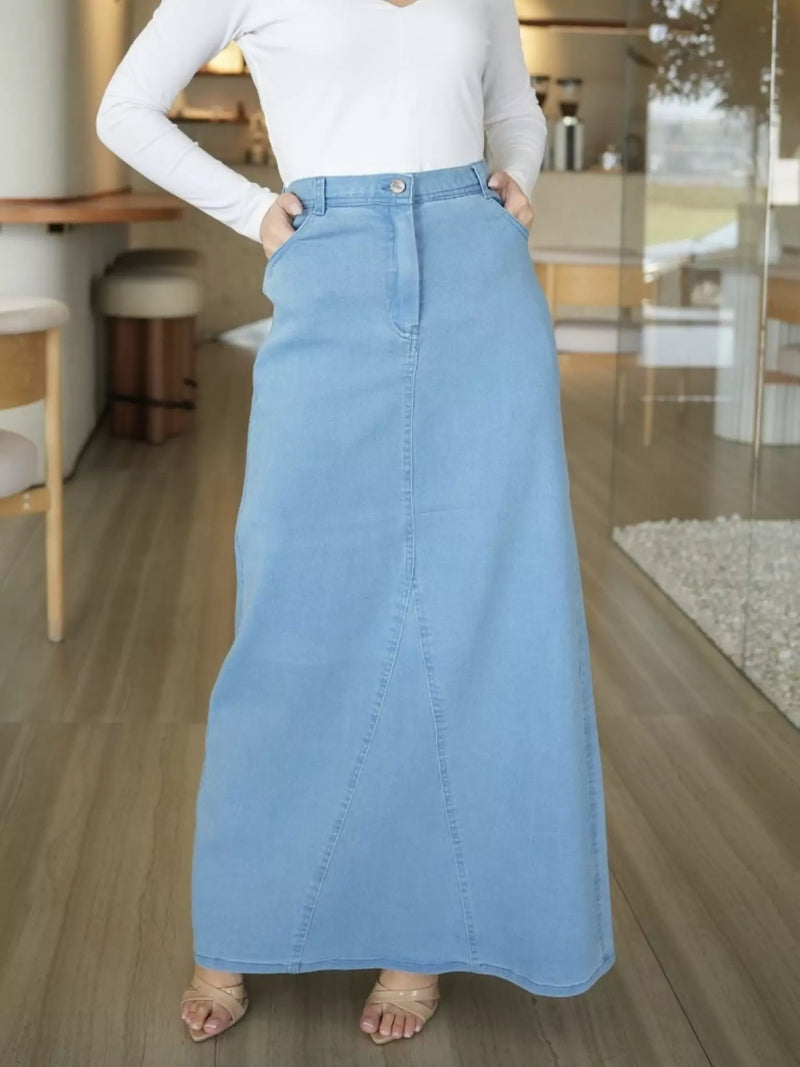 Denim Panel Skirt