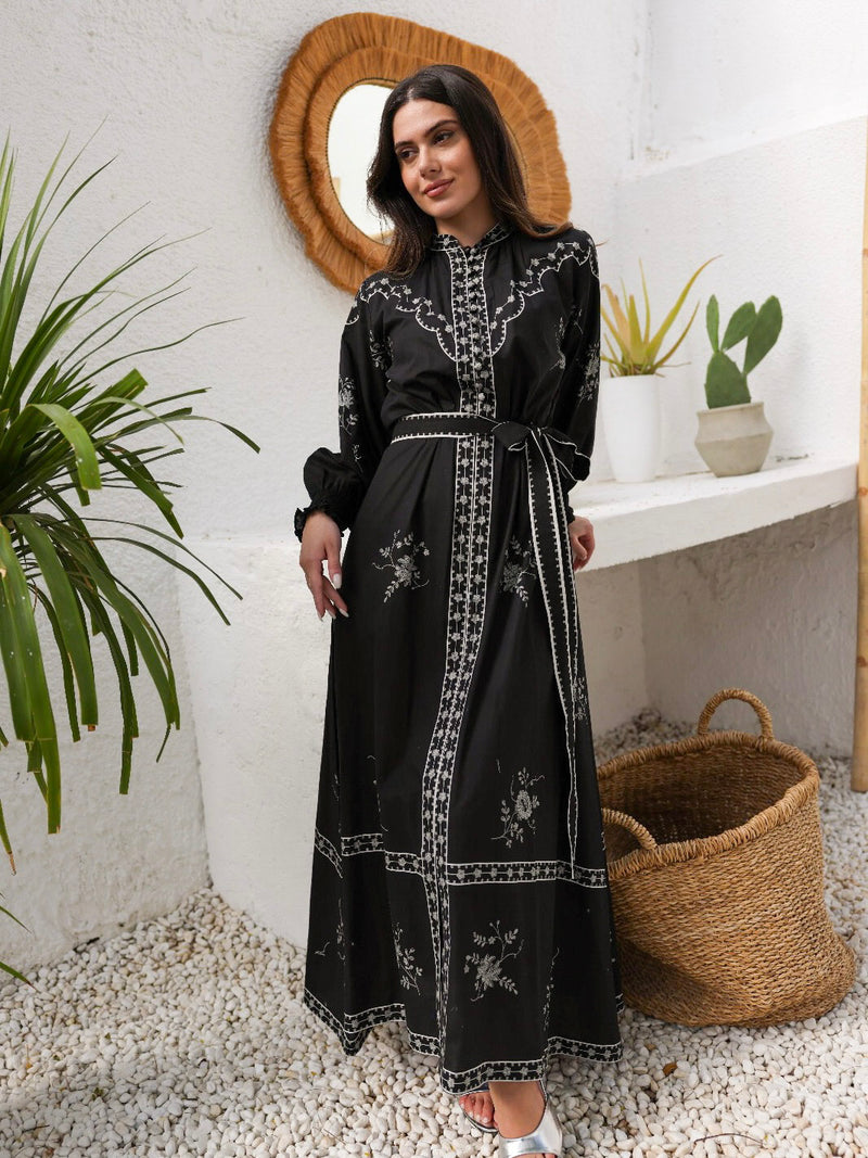 Megara Black Cotton Dress