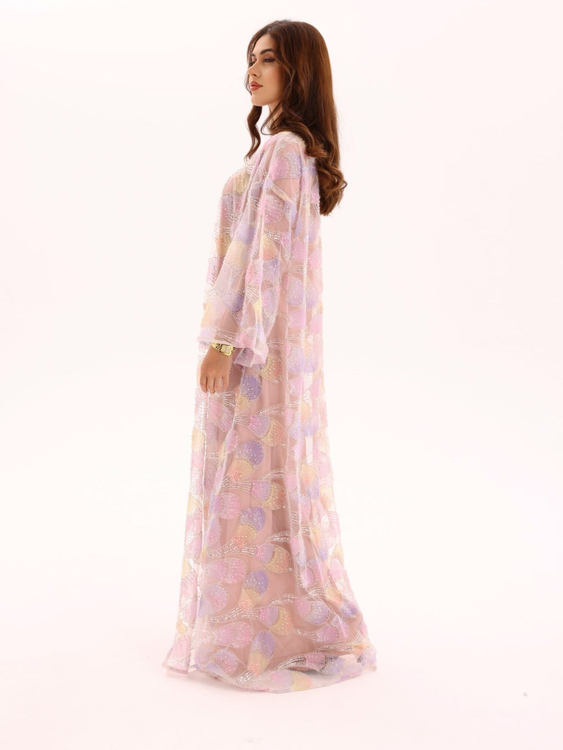 Embellished Luxury Abaya Lilac Peacock