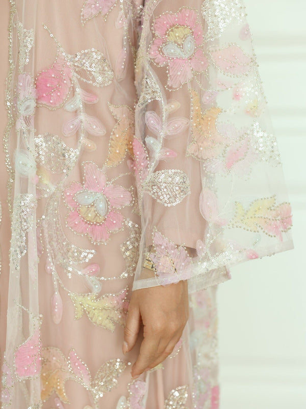 Embellished Luxury Abaya Minty Hued Floral