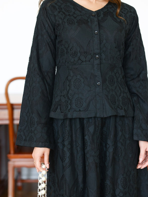 Kaenith Black Skirt And Shirt Set
