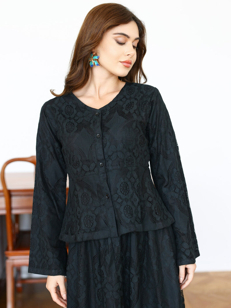 Kaenith Black Skirt And Shirt Set