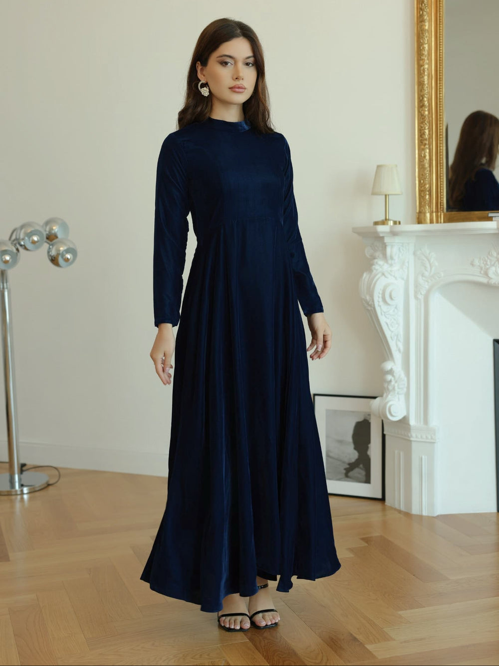 Shawn Blue Velvet Dress