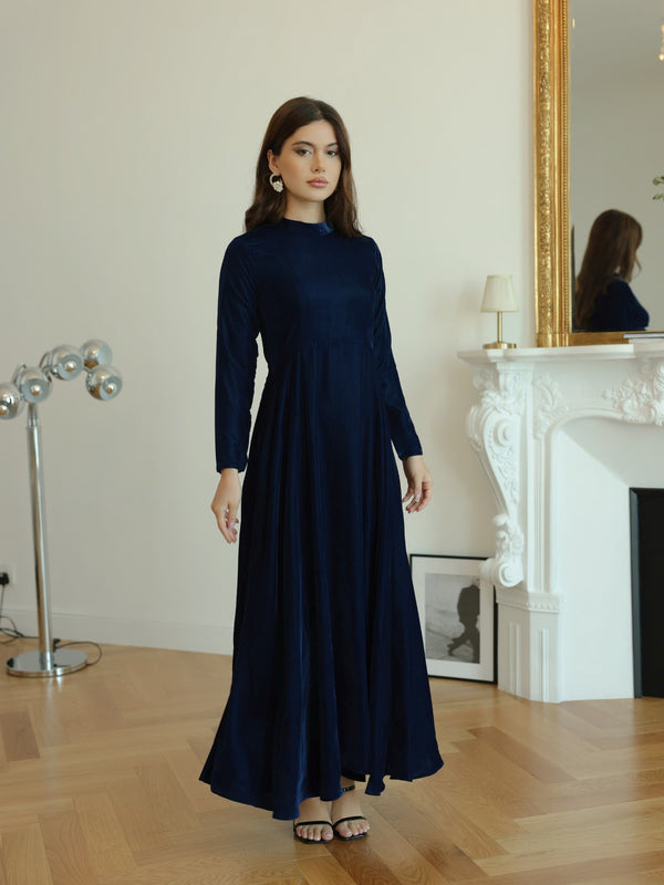 Shawn Blue Velvet Dress