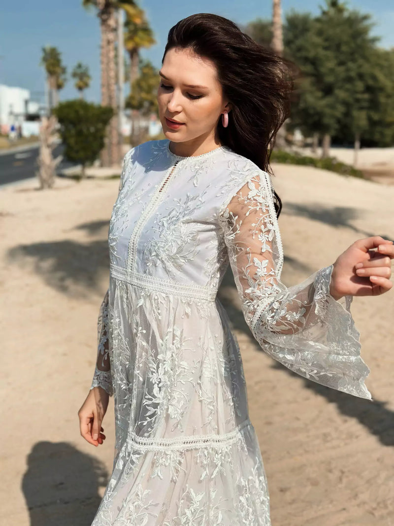 Crystal Long Dress - White