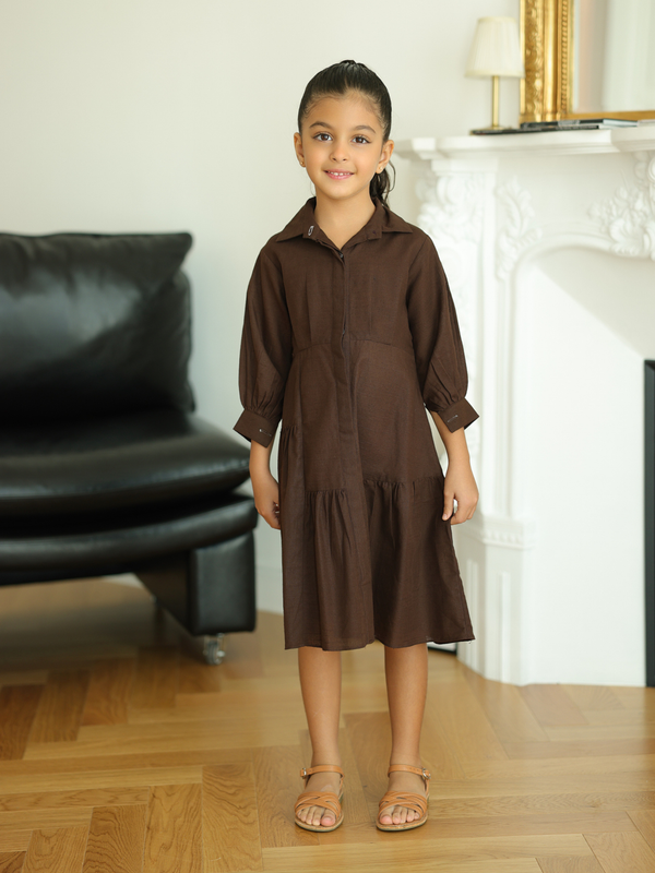 Mini Micah Brown Dress For Girls