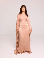 Mira Butterfly Beige Soft Silk Dress