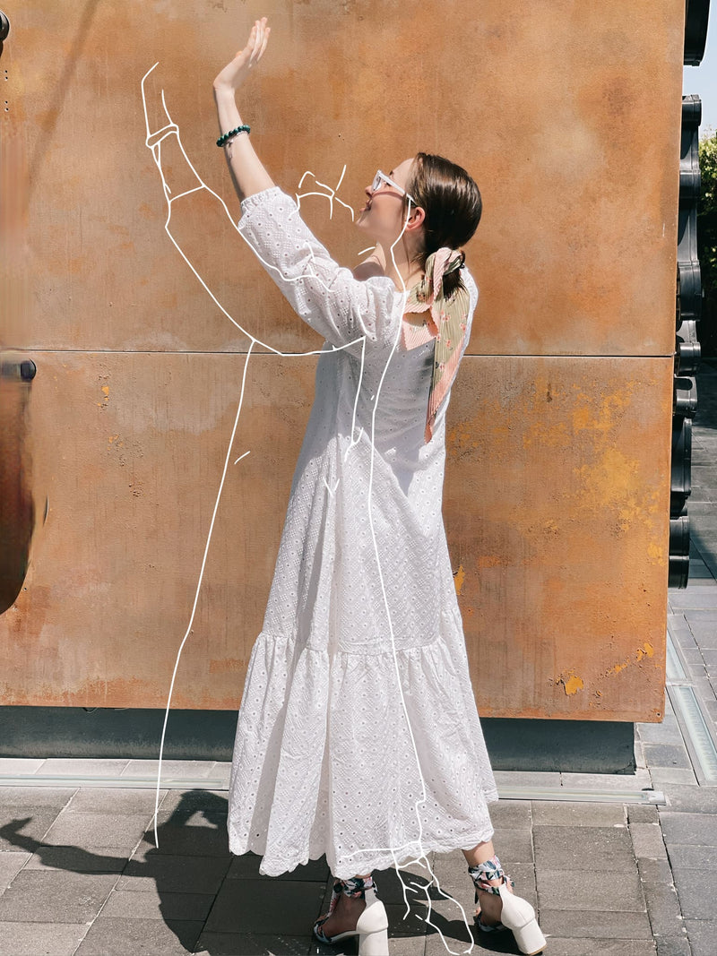 Alice White Cutwork Long Dress
