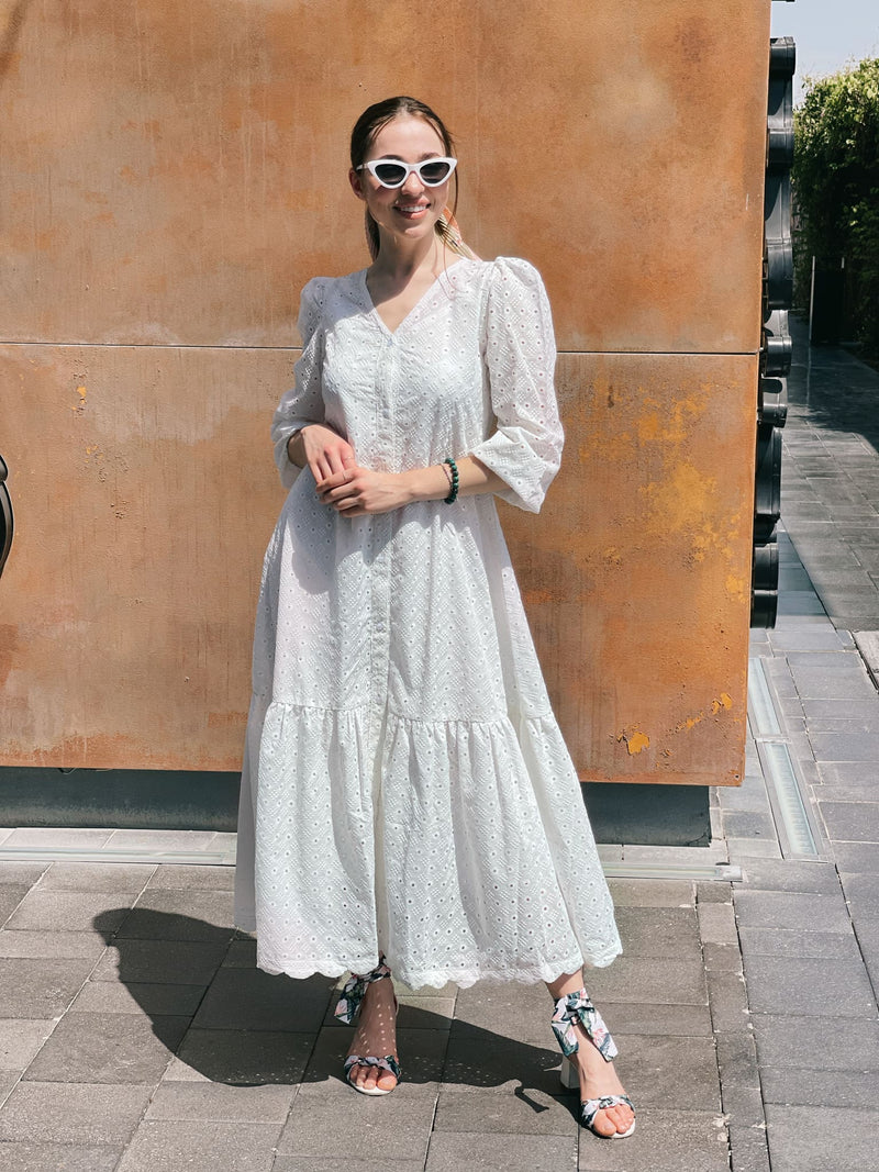 Alice White Cutwork Long Dress - Main Image