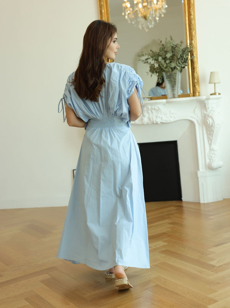 Icy Flora Pastel Blue 3d Flower Dress