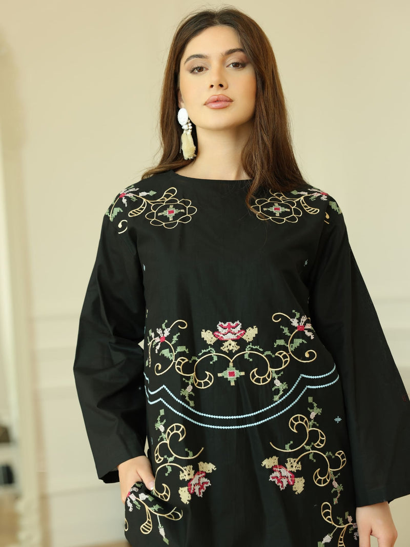 Sarola Black Embroidered Co Ord Set