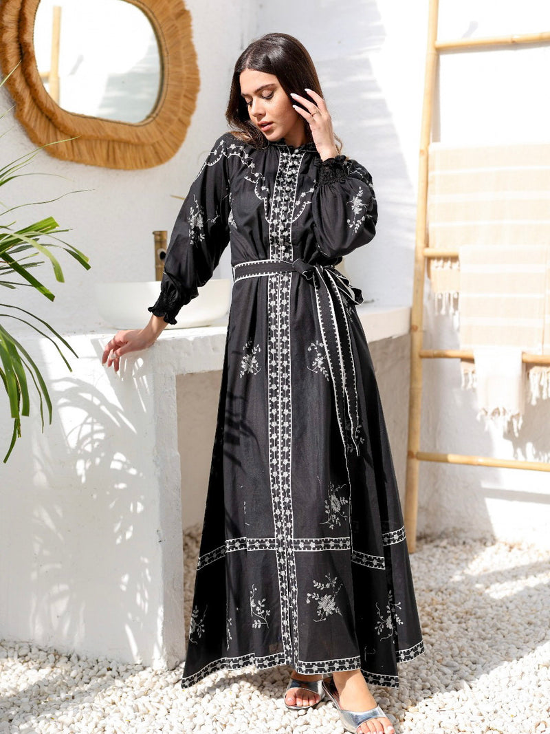 Megara Black Cotton Dress