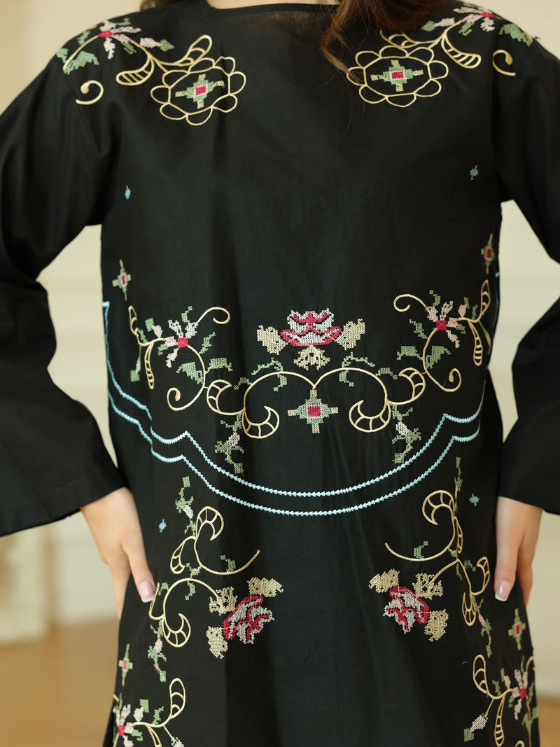 Sarola Black Embroidered Co Ord Set
