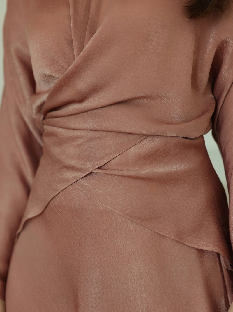 Gwen Rose Pink Cross Wrap Shirt