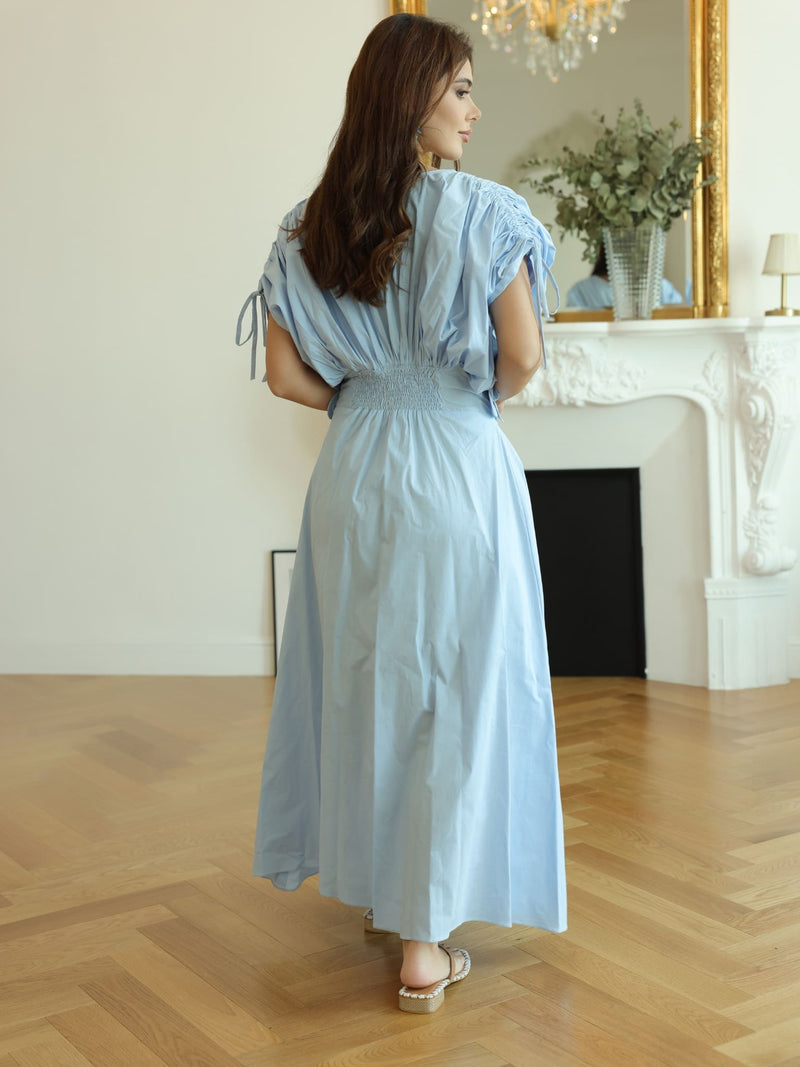 Icy Flora Pastel Blue 3d Flower Dress