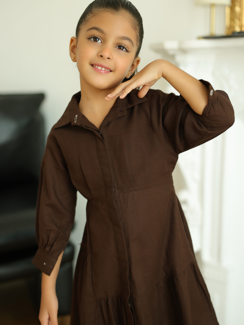 Mini Micah Brown Dress For Girls