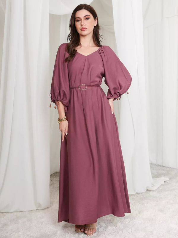 Plumage Long Buckle Dress With Pockets