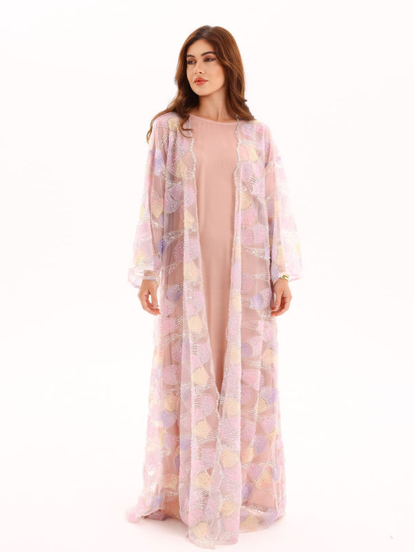 Embellished Luxury Abaya Lilac Peacock