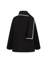 Influence Woolen Coat With Scarf - Black