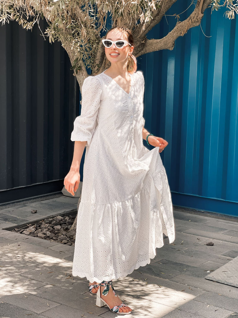 Alice White Cutwork Long Dress