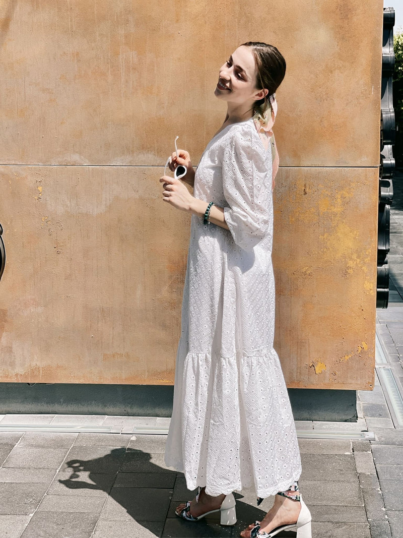 Alice White Cutwork Long Dress