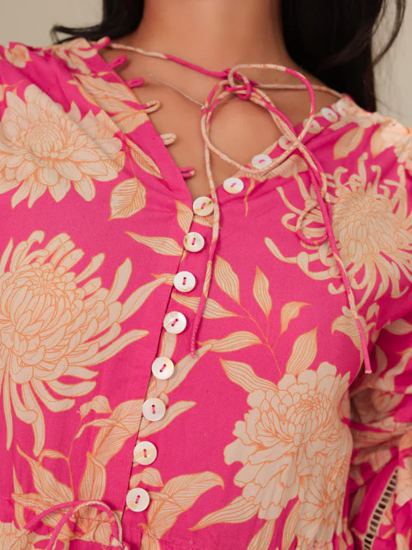 Fluff Pluff Floral Long Dress