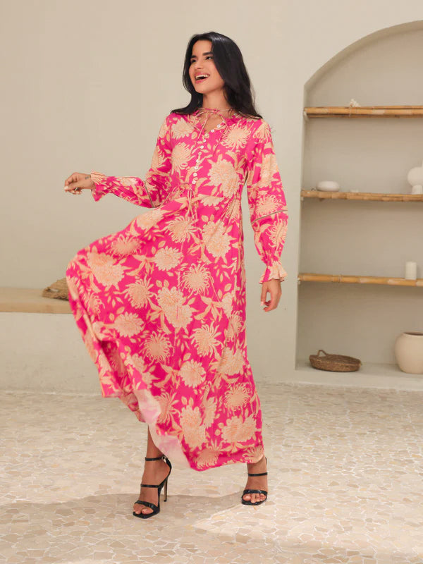 Fluff Pluff Floral Long Dress